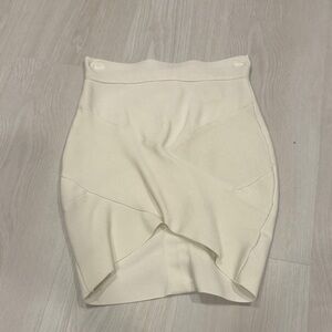 Herve Leger Cream Pencil Skirt